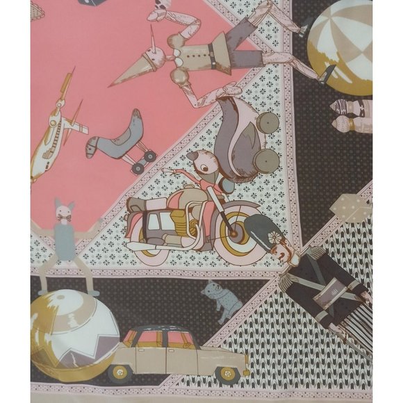 DAVINCI Black & Pink With Art Print Silk Scarf 35"/ 32” EX COND - Picture 10 of 12